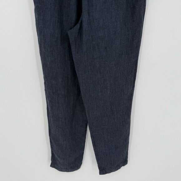 Garnett Hill 100% Linen Straight Leg Trouser Pant Women 6 Blue Casual Beach - Picture 6 of 9